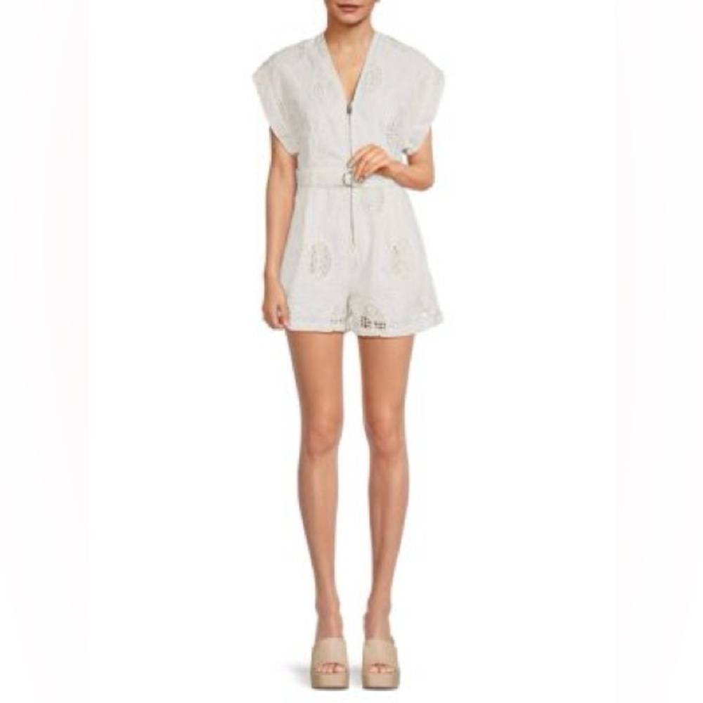 Iro Falwen Crochet Trim Eyelet White Romper Size 36